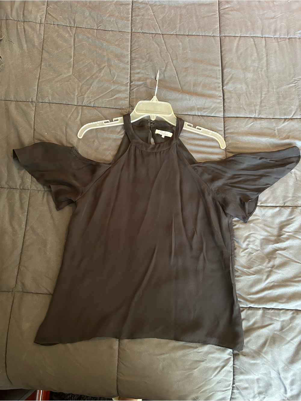 Parker Black Cold-Shoulder Chiffon Blouse